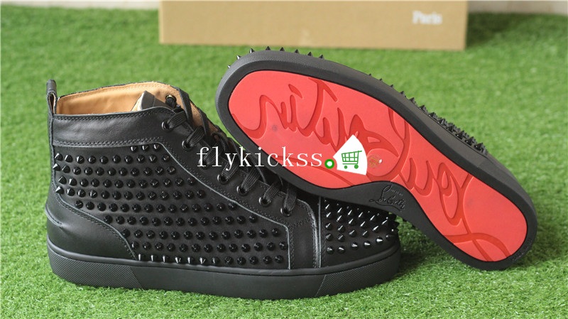 Super High End Christian Louboutin Flat Sneaker High Top Black Leather